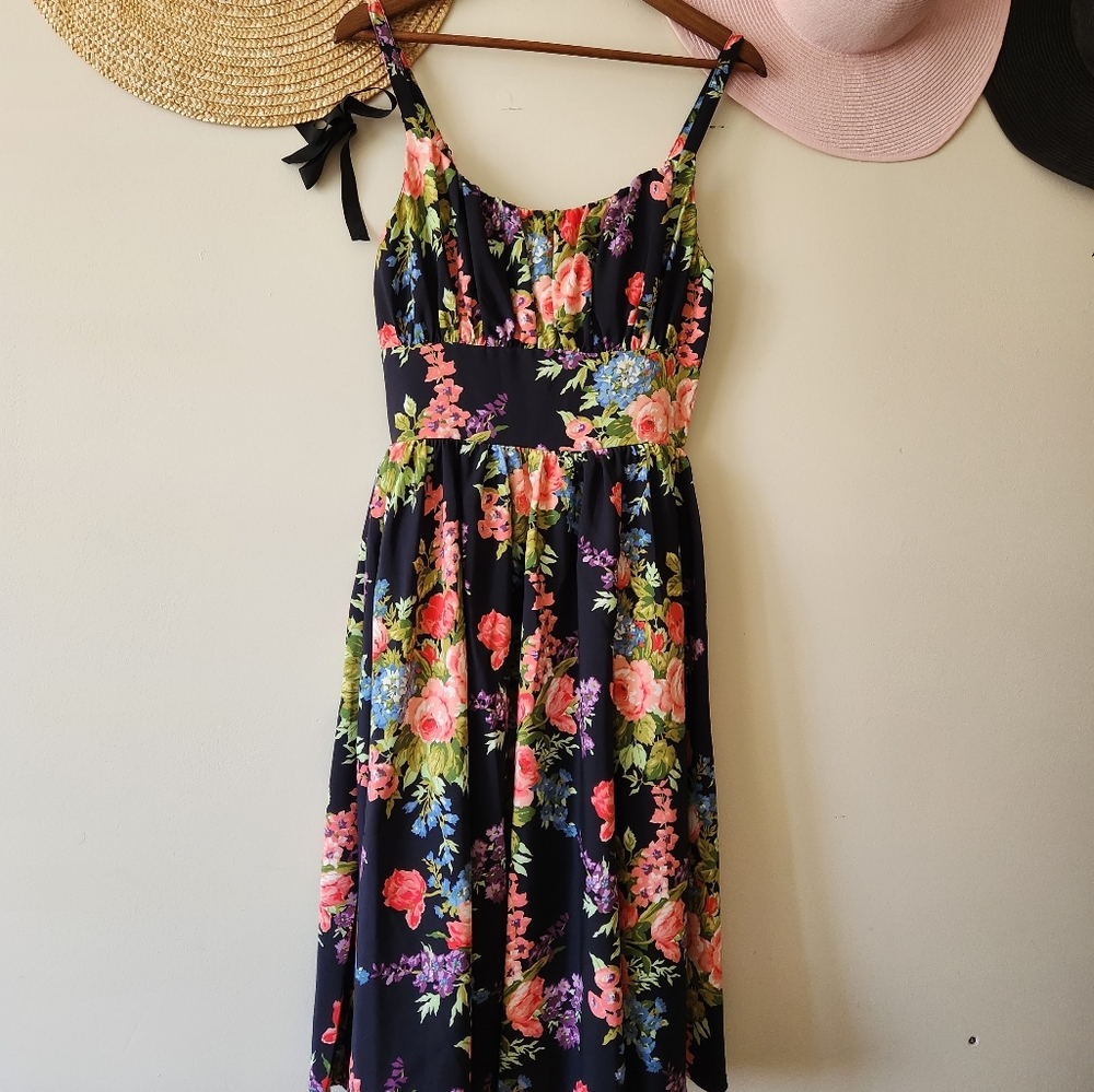 Never Been Worn Vixen by Micheline Pitt Dress in Black Floral Print